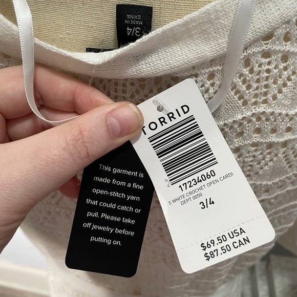 3X/4X Torrid Crochet Full-Length Cardigan - White - NWT - Picture 7 of 7